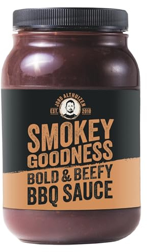 Smokey Goodness Bold Beefy Sauce barbecue de qualité supérieure avec piment, café et cacao - Goût puissant pour le bœuf, les steaks et les hamburgers - Parfait pour les fans de barbecue et polyvalent
