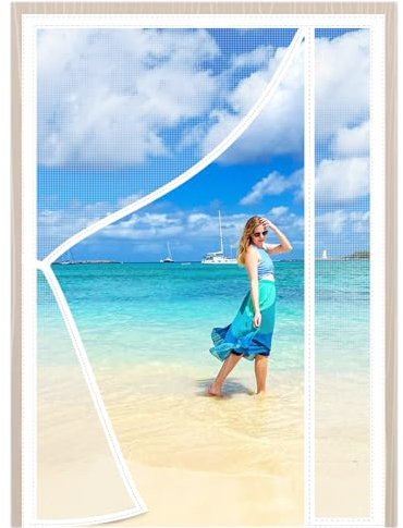 Zanzariera Porta Finestra Magnetica Bianco 130x240cm Tenda Anti Zanzare Insetti Chiusura Automatica Anti Insetti Tenda di Zanzariera Porta per Porte d'Ingresso Porte Cortili