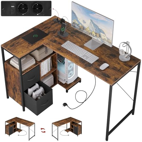 WOLTU Escritorio Esquinero en L con USB Dual