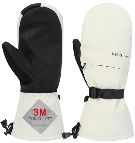 Winter Ski Mittens Men & Women Snow Warm Insulated Waterproof Windproof for Cold Weather and Snowboarding with Zipper Pocket