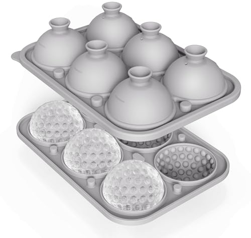Large Golf Ice Cube Tray, Silicone Whiskey Ice Mold with Funnel, Golf Shape Ice Ball for Cocktails, Bourbon,Brandy, Whiskey