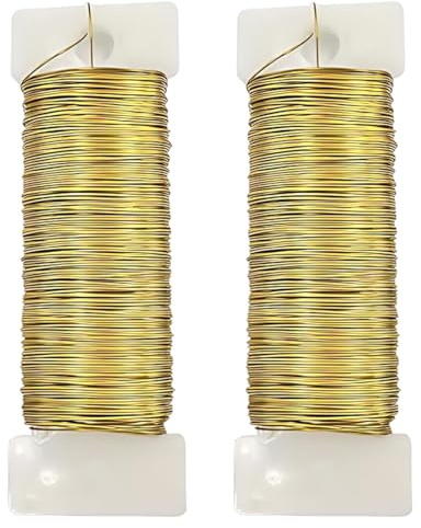2 rollos de alambre con diseño de flores LACHT, 0,35 mm x 35 m, alambre para joyería, alambre de metal blando para manualidades, alambre flexible para abalorios, pulseras, manualidades, dorado