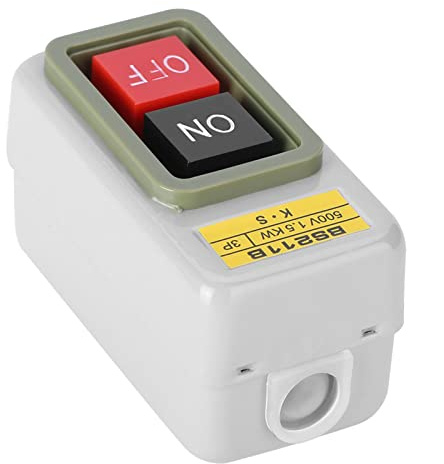 Interruttore pulsante auto bloccante a 3 pole, interruttore di alimentazione ON/OOFF AC 220V/380V 10A con terminali a vite per il controllo industriale BS211B, 3.94x1.97x1.57in