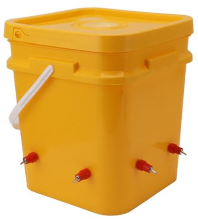 Cryfokt Automatic Chicken Waterer, Versatile, Equipped with 12 Liter Drinking Bucket, Durable Plastic Poultry Feeder for Busy Chickens, Geese and Parrots (Bucket + Butt Red Head)