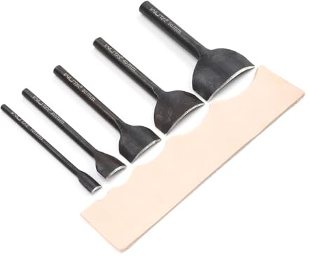 WUTA 1/4 Round Schwarz Lochstanzer,5 Stück Kohlenstoffstahl Locheisen Set Leder für Gürtel Brieftaschen und Uhrenarmbänder Lederhandwerk(10+20+30+40+50mm)