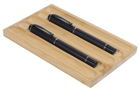 PH PandaHall Bandeja de bambú para bolígrafos, organizador de bolígrafos de 5 ranuras, soporte para lápices de escritorio, bandeja rectangular para fuente para hogar, oficina, lugar de trabajo, sala