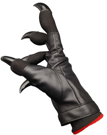 PU-läder Furry Claw Handskar, Kig Fursuit Tass Handskar, Realistiska Bestieklövriga Vantar för Cosplay Halloween Kostymtillbehör (svart)