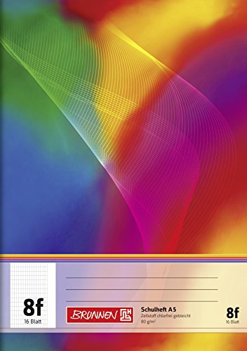BRUNNEN Schulheft | A5, Lineatur 8f, 16 Blatt, mehrfarbig