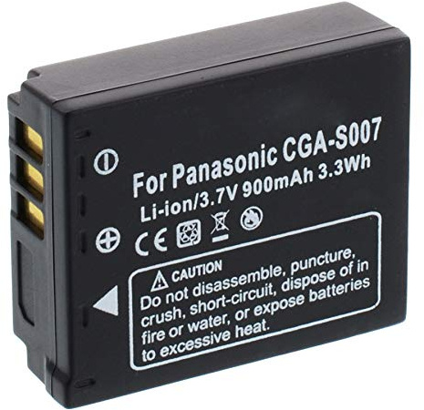 Ersatz-Akku kompatibel mit Panasonic CGA-S007, DMW-BCD10 für Lumix DMC-TZ5, TZ11, TZ15, TZ50