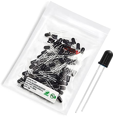 Chanzon 100 pcs 5mm 940nm IR Receiver LED Diode Lights (Clear Round Infrared 940 nm DC 3V) Lighting Bulb Lamps Electronics Components Light Emitting Diodes