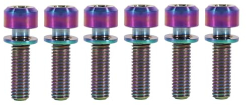 Fahrrad-Wasserflaschenhalterschrauben, 6 Stück, M5 x 18 mm, Schrauben aus Titan mit Unterlegscheiben