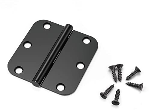 KNOBWELL 40 Pack Matte Black Door Hinges No Squeak Interior Door Hinges, 3.5 X 3.5 Square w 5/8 Radius Corner in Black Finish