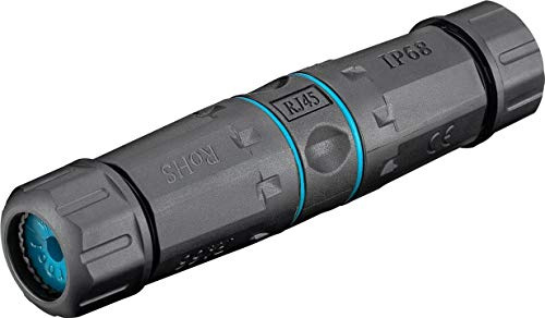 Goobay 44416 per esterni (IP68) Connettore per cavo di rete LAN, CAT 6A UTP non schermato - impermeabile e antipolvere, morsettiera per montaggio LSA (senza utensili), larghezza di banda 500 MHz