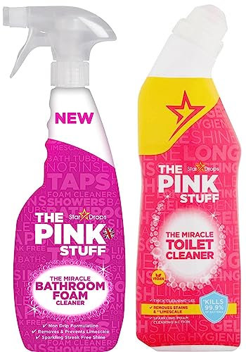 Star Drops The Pink Stuff Lot de produits nettoyants mousse pour salle de bain et nettoyant pour toilettes