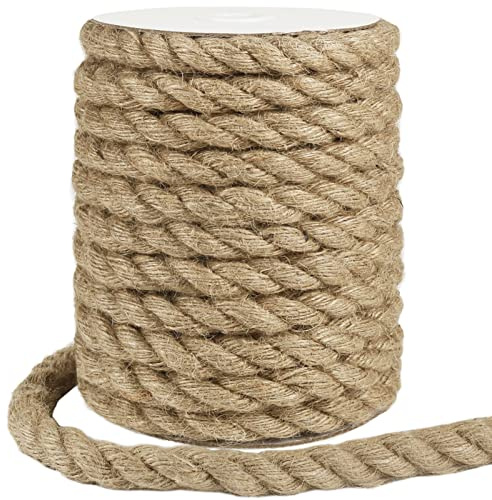 tenn well 14 mm dickes Juteseil, 10 m natürliches, starkes Seil für Katzenkratzer, Dekoration, Docks, Landschaftsbau und Gartenzaun (braun)