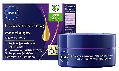 NIVEA Anti-rynkformande nattkräm med sojaextrakt och panthenol, mogen hy 65+, 50 ml