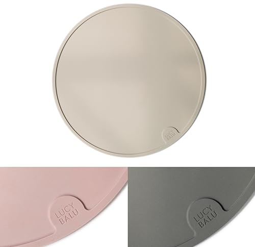 LucyBalu® Circle Tapis de gamelle Rond en Silicone I Taupe