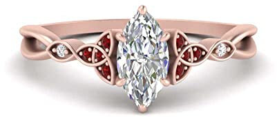 55Carat Choisissez votre bague de fiançailles en forme de marquise plaquée or rose avec nœud celtique et diamant fendu - Bijoux de tous les jours - Cadeaux faits à la main pour femme - Taille 4 à 12,