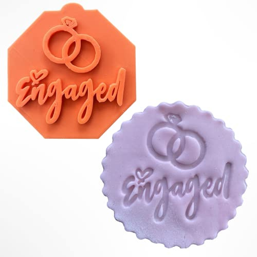 Engaged Fondant Stamp Debosser Cupcake Icing Cookie Decoration Cake Wedding Engagement (6cm)