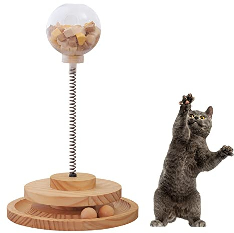 Kattgodisdispenser – kattmatarboll interaktivt spel för din katt – matarboll för interaktiv och viktminskning sugkopp kattleksak matdispenser, kattmatautomat