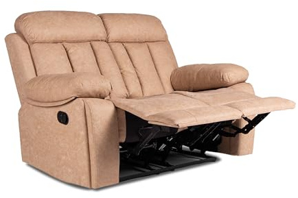 duehome | Sofá 2 Plazas, Sofá Reclinable, Asiento de Descanso, Modelo Kendal, Acabado en Tejido Color Beige, Medidas: 152 cm (Largo) x 101 cm (Alto) x 97 (Fondo)