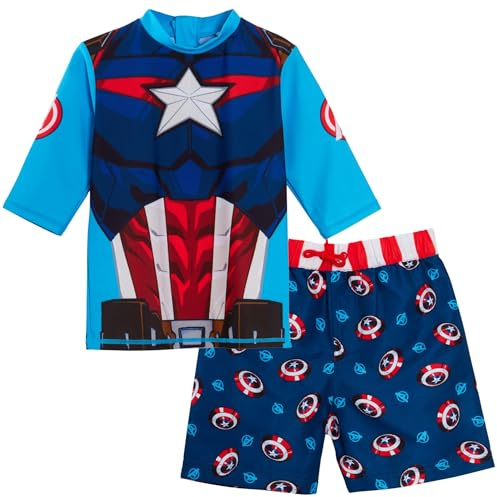 Marvel Short de Bain Captain America + Haut Anti-UV 2-3 Ans.