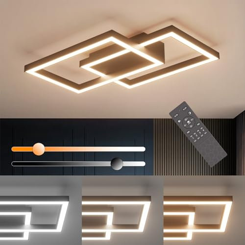 Klighten LED Deckenleuchte Dimmbar 35W, Modern Schwarz Deckenlampe mit Fernbedienung, Geometrisch Deckenbeleuchtung für Schlafzimmer Wohnzimmer Flur Esszimmer Arbeitszimmer, 3000K-6000K