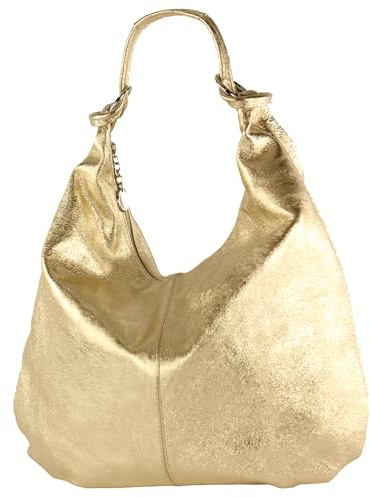 modamoda de 337 Damen Leder Schultertasche, 45x34x3 cm, Shopper Hobo Bag Groß, handmade in Italy