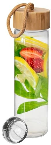 orion group Glasflasche Wasserflasche Trinkflasche aus Glas mit Siebeinsatz | 450 ml