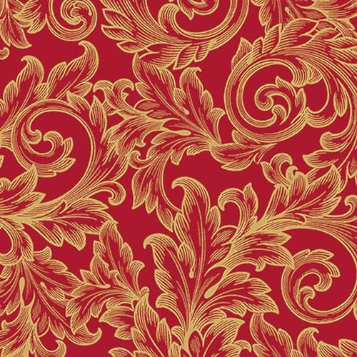 20 Servietten Muster Barockschwingen rot-gold als Tischdeko. Papierservietten mit Motiv. Auch für Decoupage und Serviettentechnik 33x33cm