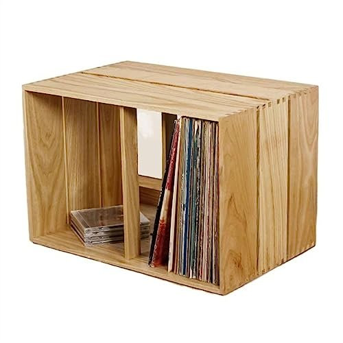 GLigeT CD Halter Vinyl-Schallplattenhalter – Tischregal zur Aufbewahrung von Vinyl-Schallplatten – stapelbarer Vinyl-Schallplatten-/LP-Aufbewahrungsschrank aus Holz DVD Halter
