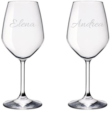 Coppia di Calici personalizzati Con incisione | Vino rosso O Vino Bianco | Idea regalo personalizzata | bomboniera | san valentino | eventi | anniversario (Vino Rosso)