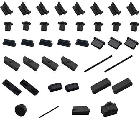 USB Staubschutzstecker für Computer und Mainboard Anschlüsse, 40 Stück | Silikon, Schwarz, Schützt vor Fremdkörpern und Oxidation, Einfache Montage für Selbstgemacht Computer Zufälliger Stil