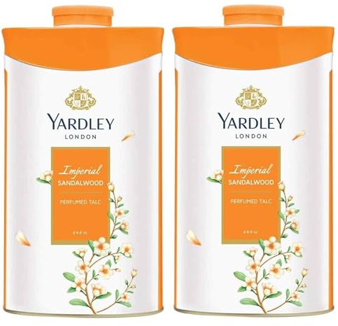 Yardley Perfumed Talcum Powder with Refreshing Floral Fragrances | Sandalwood, 100g x 2