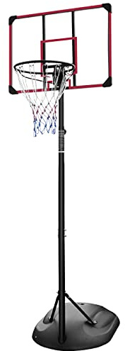 KKB Sport 7.5ft-9.2ft Portable Height Adjustable Freestanding Basketball Stand Basketball Hoop Net with Transparent 32 Backboard Set System for Indoor/Outdoor，230-280cm