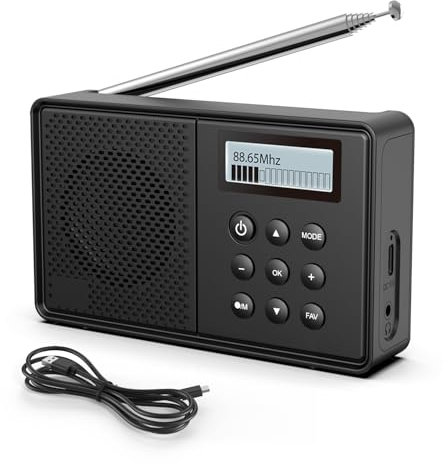 Arafuna Radio Portatile, DAB/FM 40 Stazioni Preimpostate, Bluetooth con Sveglia Doppia, Radio Portatile Ricaricabile, Timer di Spegnimento