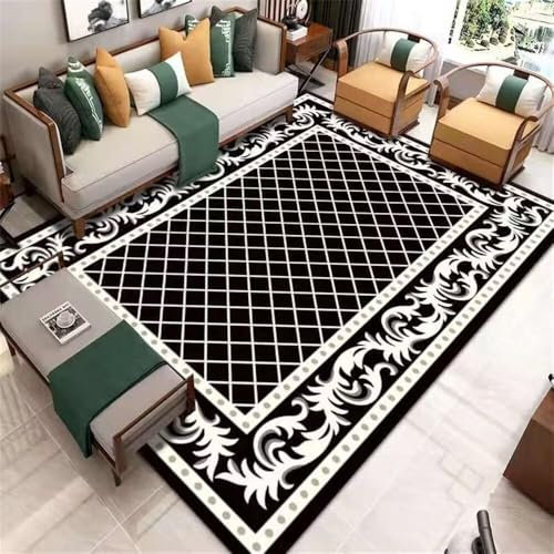 RUGMRZ Spiele Teppich Moderne Geometrie, Mode, Einfachheit, Wohnzimmer, Sofa, Schlafzimmer, Anti-Rutsch Küche Deko Schwarz Wohnzimmermöbel Deko Schlafzimmer 180X250CM