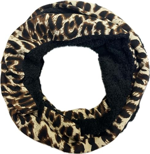 Jeamis Leopard Zebra Fleece Flauschig Warmer Winter Loop Schal Schlauchschal Rundschal Leo