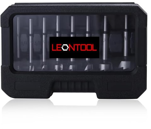 LEONTOOL Juego de 8 brocas Forstner para madera, brocas Forstner de 1/4 a 1-3/8 pulgadas para carpintería, abridor de barrena, herramienta de corte de perforación de vástago redondo para madera dura,