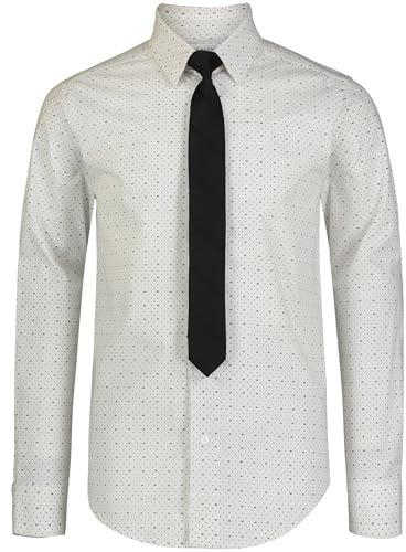 Calvin Klein - Camicia da bambino a maniche lunghe con colletto abbottonato, con cravatta e taschino sul petto, 12
