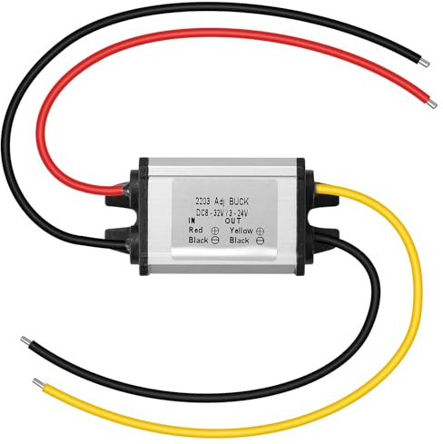 Convertidor Buck DC-DC 12/24V a 3-24V 3A 20W Step-Down Módulo Regulador | Entrada 8-32V, convertidor reductor, adaptador y alimentación para robótica, motores, LED y automoción