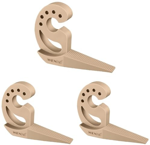 WENKO Multi-STOP®, flexibler Türstopper und Fensterstopper mit vielen Funktionen aus hochwertigem Kunststoff, für Türen, Fenster und Schubladen als Puffer und Klemmschutz, 11,8 x 7,7 x 2,5 cm, Beige