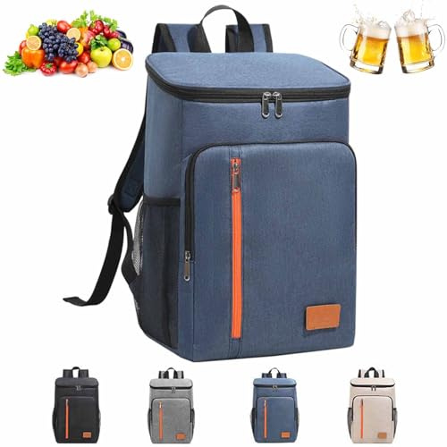 XIUWOUG Kühlrucksack Klein, Isolierrucksack 20L – Kühltasche Rucksack bis 12 Std. Kalt & Warm – wasserdichte Rucksack mit Kühlfach für Picknick, Büro, Schule, Baustelle, Camping,Blau