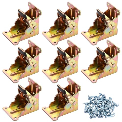 LDXDRU 8 Pack Self Locking Hinges, 90 Degree Folding Lock Extension Furniture Feet Support, Folding Table Legs Brackets for Table Workbench Bed Leg