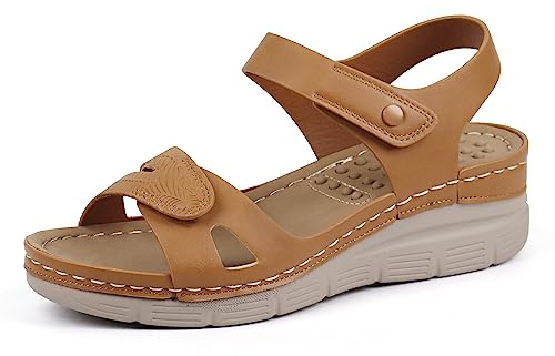 Ortho+Rest Women Arch Support Walking Sandals Comfortable Orthotic Sandals (4.5 UK,Brown)