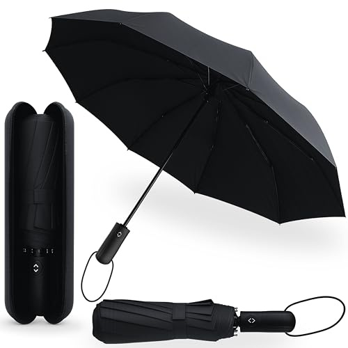 drytogo Paraguas plegable antiviento fuerte con estuche de viaje I Paraguas grande Ø105 cm I Paraguas automático apertura y cierre I Guarda chuva para 2 personas I Umbrella para mujer y hombre I