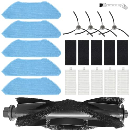 KiimSin Replacement Kit for Lefant M1 Vacuum Cleaner Robot Accessories, 1 Main Brush, 5 Moppad, 5 Filters, 4 Side Brushes