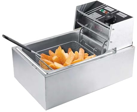 Blendra Deep Fat Fryer 6L Capacity 2500W, Stainless Steel Fryer for Chips & Fried Chicken, 50-200 Adjustable Temperature, Removable Oil Container with Basket and Lid, Easy Clean