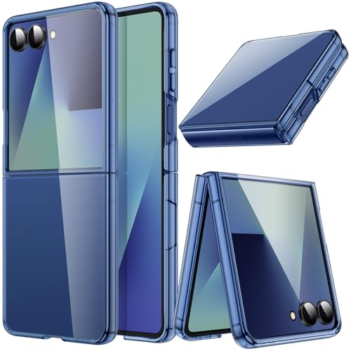 JETech Funda para Samsung Galaxy Z Flip 7 2025, Transparente Cristal Caparazón PC Dura, Carcasa Anti-Arañazos Antigolpes Slim Protectora (Azul Intenso)