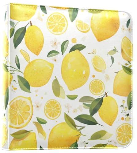 Álbum de fotos de piel sintética con diseño de limones amarillos, capacidad para fotos de 3 x 5 a 8 x 10 pulgadas, para 20 hojas autoadhesivas